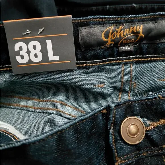 Johnny Bigg Mens 38L Aeden Slim Fit Jeans Dark Wash Stretch Denim Long Leg NWT - Picture 7 of 11